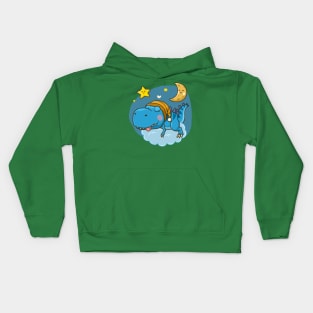 cute dino sleeping moon Kids Hoodie